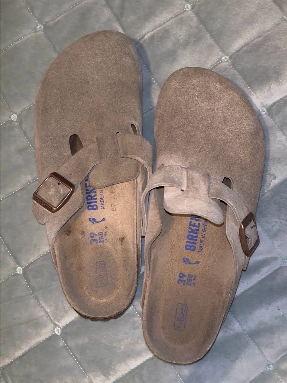 Birkenstock Suede Clog in Taupe
